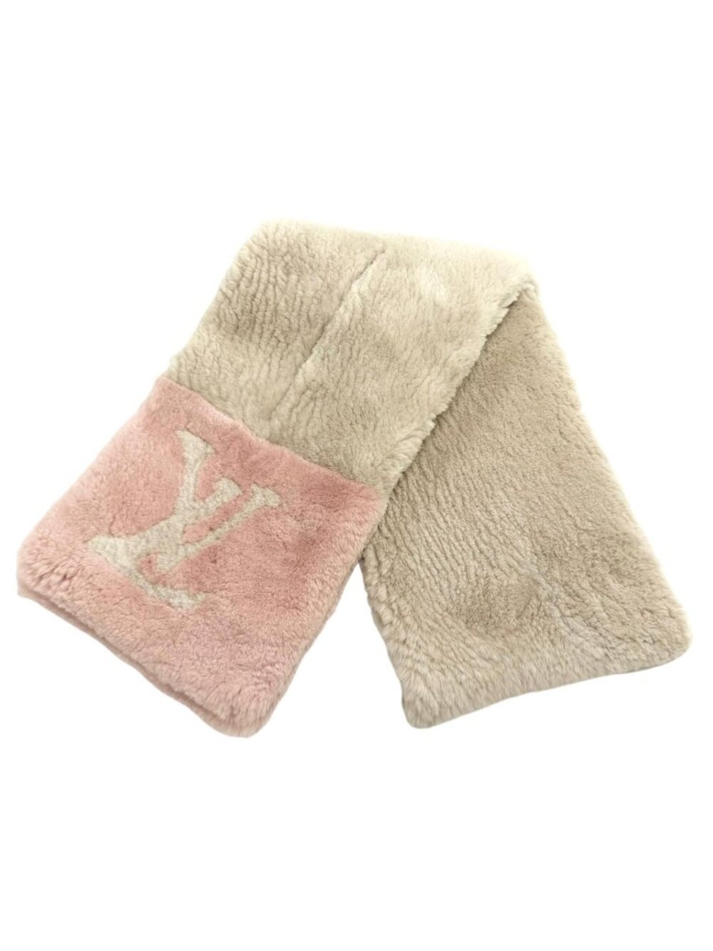 Louis Vuitton Echarpe LV in the City Lining Silk 100% Beaver Fur LV Logo Scarf